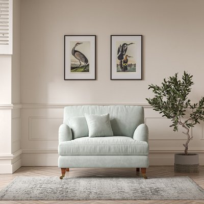 Emeline Soft Brushed Snuggle Chair with Antique Castor Legs SO'HOME