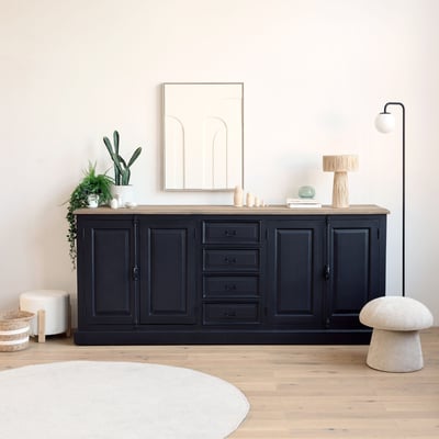 Buffet bas en bois noir 4 portes  4 tiroirs - DALILA HELLIN, DEPUIS 1862