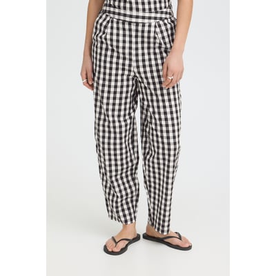 Pantalons coupe droite, longueur cheville, motif vichy ICHI