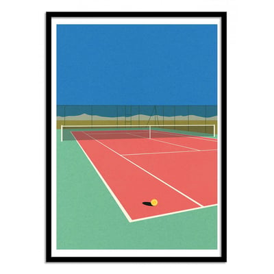 Affiche d’art et cadre noir 30 x 40 cm - Tennis court in the desert - Rosi Feist WALL EDITIONS