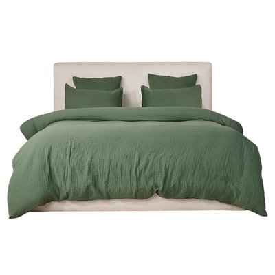 Housse de couette + taies gaze de coton lave Douce EDEN