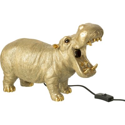 Lampe hippopotame doré design en résine pour table élégante RECOLLECTION