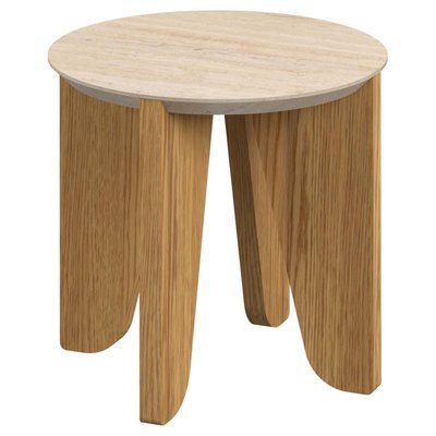 Table d'appoint ronde avec plateau effet travertin LIMA TOILINUX