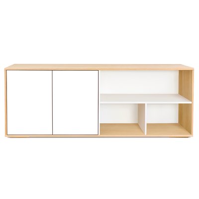 Buffet bas scandinave finition bois clair et blanc L190 cm EZIA MILIBOO