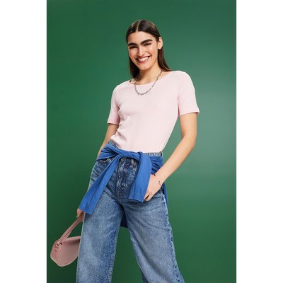 Cotton Crew Neck T-Shirt with Short Sleeves ESPRIT