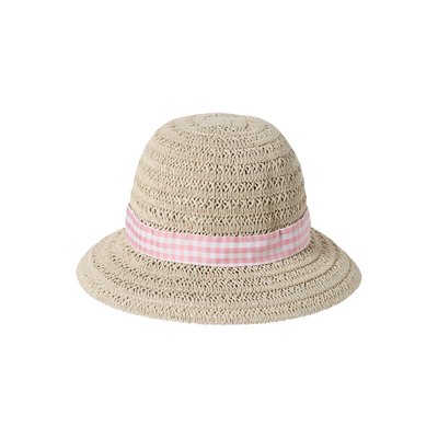 Chapeau en paille de papier et ruban vichy VERTBAUDET