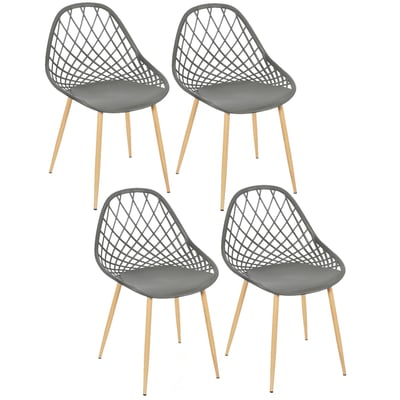 Lot de 4 chaises d'extérieur ajourées en polypropylène MALAGA TOILINUX