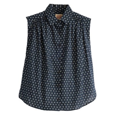 Chemisier FEMME Levi's® coton avec sans manches et col à revers marine - Taille L LEVI'S