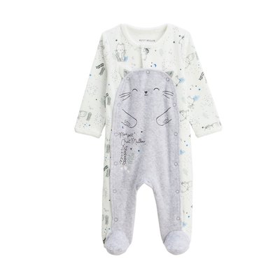 Pyjama bébé en velours ouverture pont Chatmallow PETIT BEGUIN