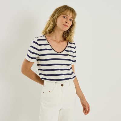 T-shirt rayé avec broderie GRAIN DE MALICE