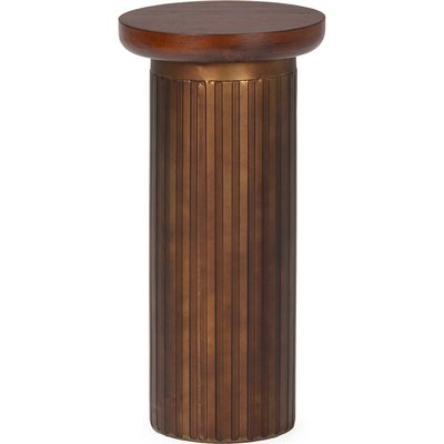 Table d'appoint bois noyer design colonne élégante RECOLLECTION