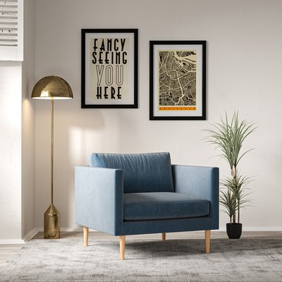 Gabriela Modern Velvet Armchair with Light Wood Legs & Feather Fillings SO'HOME