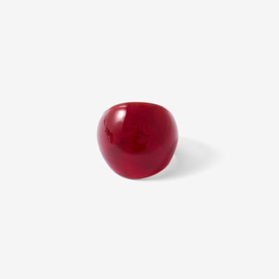 Grosse bague en verre bordeaux BALABOOSTE