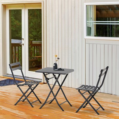 Salon de jardin bistro 2 places pliable métal thermolaqué OUTSUNNY