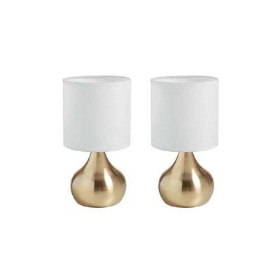 2 Lampes De Chevet Tactile Ida doré Abat-jour Blanc MILLUMINE
