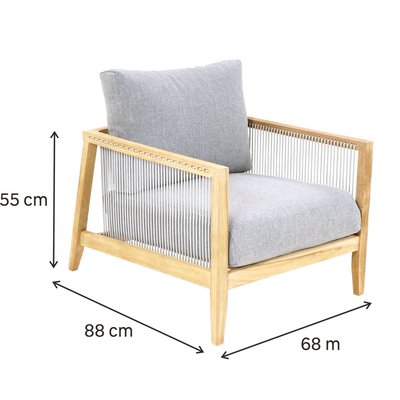 Fauteuil de jardin de jardin en teck, LITA NATERIAL