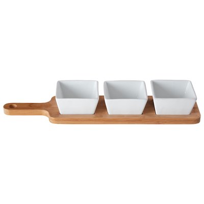 4-Piece Bamboo Serving Board & Dishes Set SO'HOME
