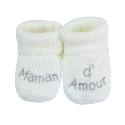 Chaussons naissance - Message Maman d'Amour TROIS KILOS SEPT