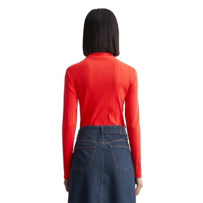 T-shirt long avec col montant slim en jersey côtelé MARC O’POLO DENIM