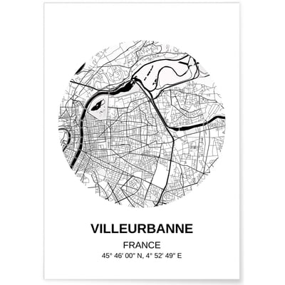 Affiche Carte Villeurbanne L'AFFICHERIE