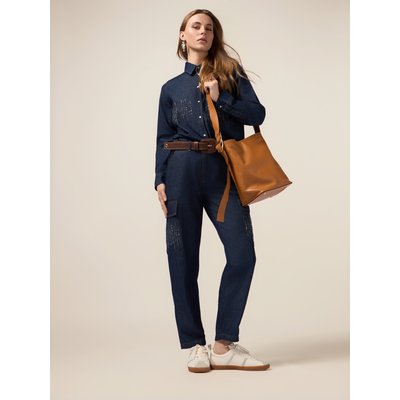 Jean en denim à lavage bleu foncé rinçage OLTRE
