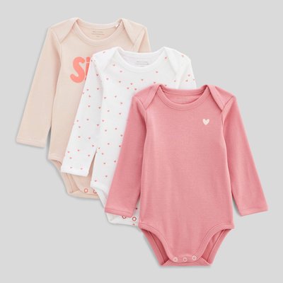 Lot de 3 bodies manches longues unis en coton BIO BOUT'CHOU