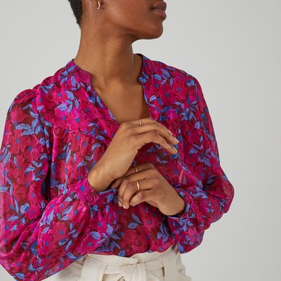 Floral Loose Fit Blouse with Long Sleeves LA REDOUTE COLLECTIONS