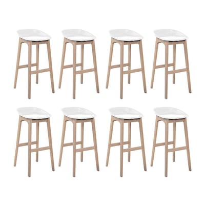 Lot de tabourets de bar en chêne et assise plastique 75cm RIVA|Lot de 8 | Lot de 8 MOB IN