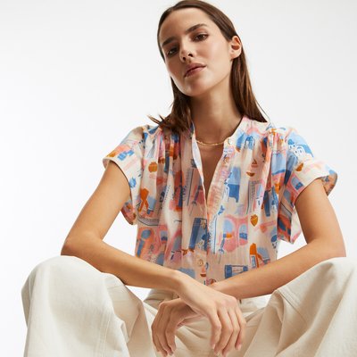 Printed Crew Neck Shirt with Short Sleeves LA REDOUTE COLLECTIONS