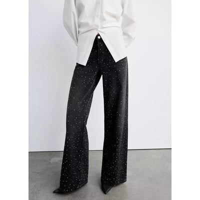 Jean large à strass MANGO