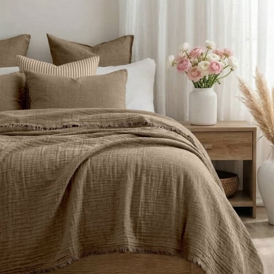Jeté de lit gaze de coton ALMA Made in Europe FEBRONIE