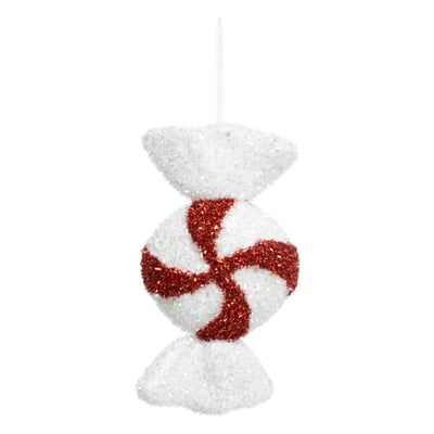 Sujet bonbon rond 28 cm polystyrène rouge blanc ATMOSPHERA