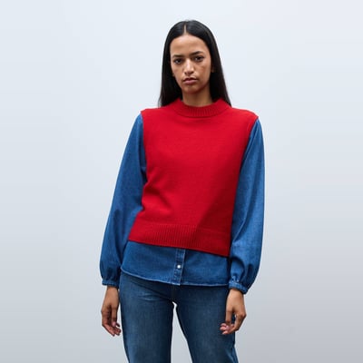 Pull sans manches en laine MONOPRIX