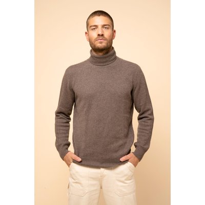 Pull Col Roulé 4 Fils Taupe Chiné Noi JUST CASHMERE