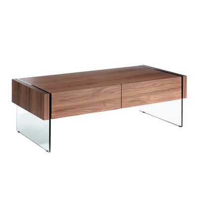 Table basse en bois de noyer et verre ANGEL CERDA