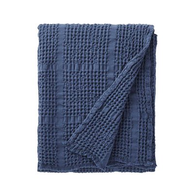 Plaid uni en jacquard de coton, YOGI ESSIX