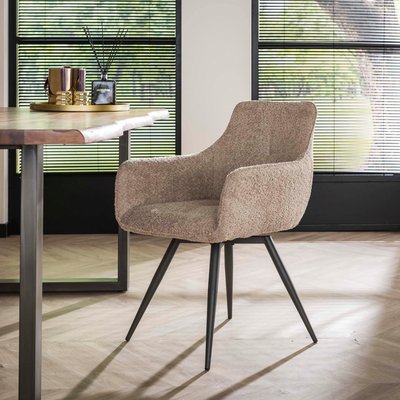 Fauteuil pivotant de salle à manger en bouclette sable (lot de 2) GALWAY PIER IMPORT