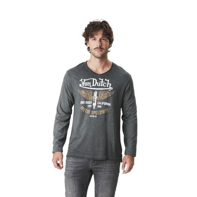 T-shirt homme col V avec traitement et print Way VON DUTCH