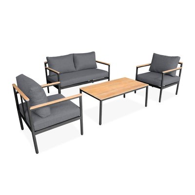 Salon de jardin bois d'acacia et aluminium 4 places ARNEDO SWEEEK