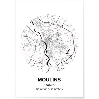 Affiche Carte Moulins L'AFFICHERIE
