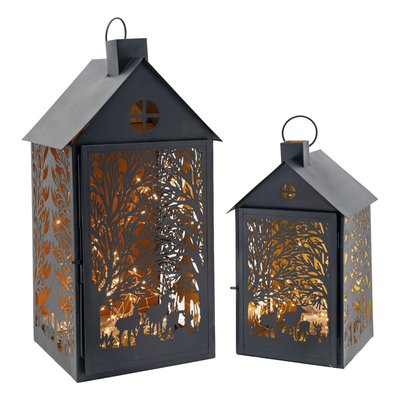 Lanternes en métal noir Maison Cerf (lot de 2) AUBRY GASPARD