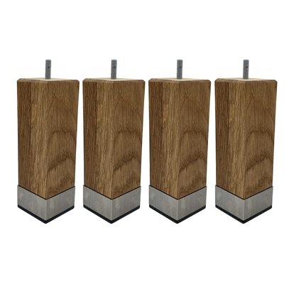 Pied carré chêne massif et inox (lot de 4) SOMEO