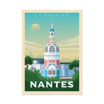 Affiche d’art et cadre noir 50 x 70 cm - Nantes La Tour Lu - Olahoop Travel Posters WALL EDITIONS