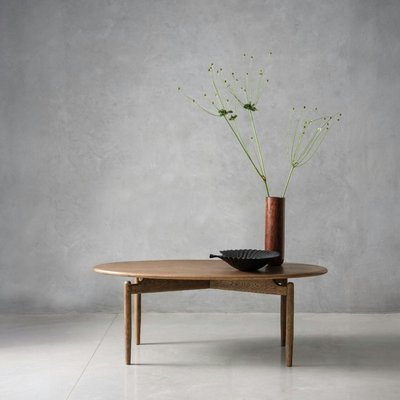 Table basse vintage en bois de chêne, forme ovale BRADFORD PIER IMPORT
