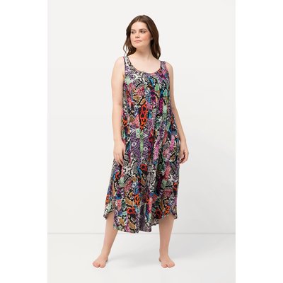 Robe midi à mélange d'imprimés et col rond ULLA POPKEN