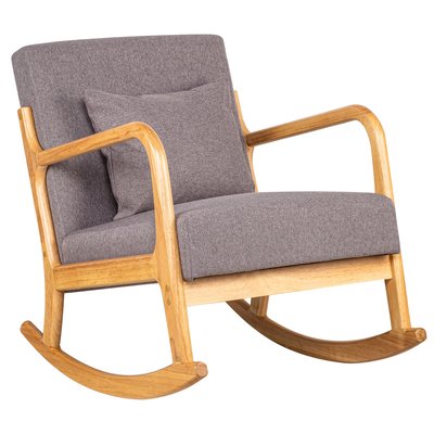 Rocking chair bois massif et tissu, DIANA NORDLYS