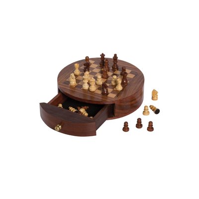 Jeu D'échecs En Bois Rond Avec Tiroir De Rangement WADIGA