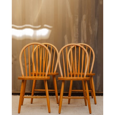 Lot de 4 chaises en bois Claude N°1542 - Bon état DEBONGOUT