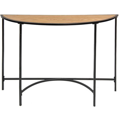 Console demi-lune bois et métal noir 120x31x81cm WADIGA