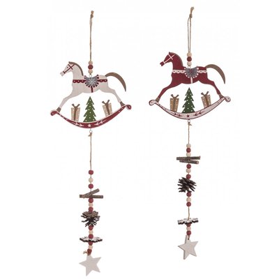 Décoration de Noël en bois chevaux - Set de 2 WADIGA